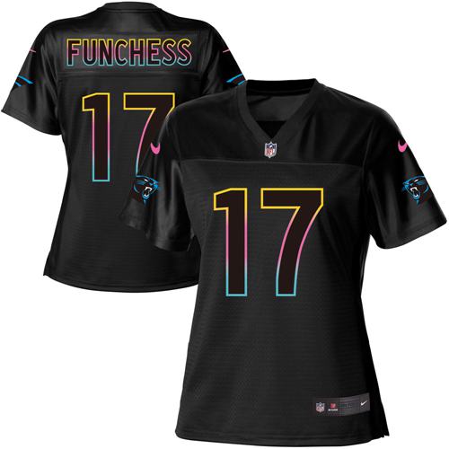 Nike Panthers #17 Devin Funchess Black Women's NFL Fashion Game Jersey